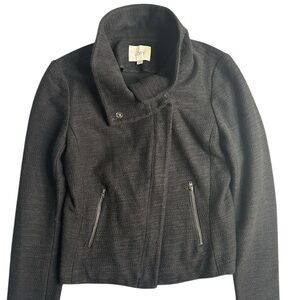 LOFT Women’s Moto Jacket Black Textured Asymmetrical Zip Size‎ 4 Chic Fall Layer